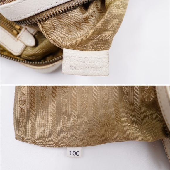 AZ05❤️ PRADA Jacquard Logo Tote Corda Talco - Picture 13 of 15